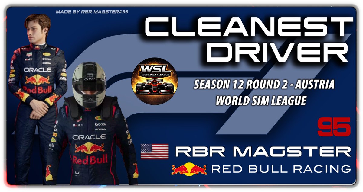 WSL_F1's tweet photo. Our Graphic Designer &amp; Driver, @RBRMAGSTER95 , got "Cleanest Driver" for Round 2. And Our Driver El Gato Got "Most Overtakes" for Round 2 as well! Well done to these 2 drivers! https://t.co/VmBWruAUp4