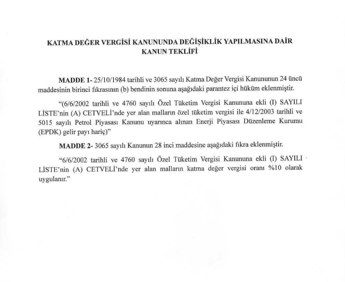 Soru 3❗️

Bu hafta içinden itibaren akaryakıt pompa fiyatlarına yansıyacak ucu açık sayıdaki devasa zamlara karşı nasıl tedbir alınabilir?

AKP’yi uyarıyorum!

Acil yapılması gerekenler⬇️

🔴Akaryakıtın ÖTV’sindeki KDV’yi kaldırın!
🔴Kalan KDV’yi de %20’den %10’a düşürün!

Bu