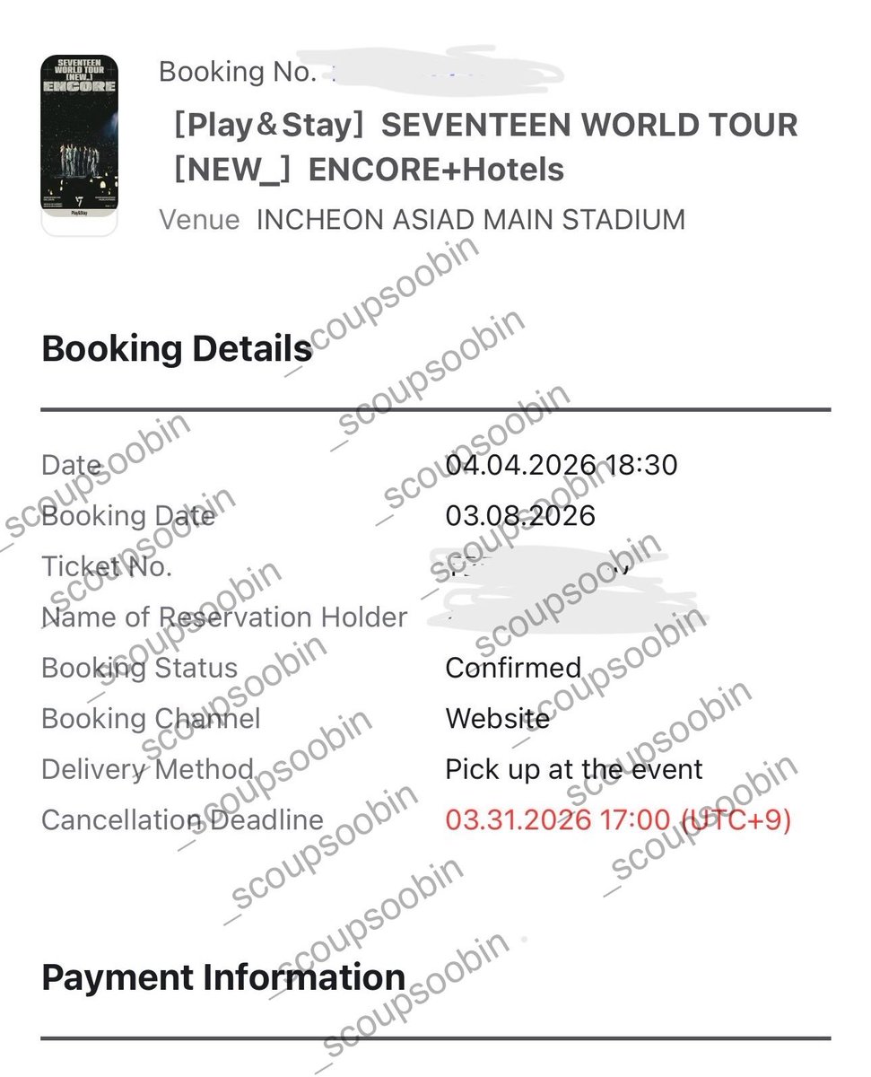 wts seventeen new_ encore day 1
play&amp;stay companion ticket 4.4
-only includes 1 R ticket
-will need to collect ticket and wristband together day of concert at hotel
$180 usd