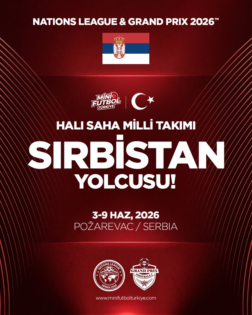 Bilgilendirme:
3-9 Haziran Sırbistan - Pozarevac şehrinde düzenlenecek olan Natıons League (Uluslar Ligi'ne)
Türkiye Geneli Halı Saha Süper Ligi oyuncularımızdan oluşan Halı Saha Milli Takımı kurulmasına karar verilmiştir.

Detaylar yakında...
#minifootball #national #türkiye