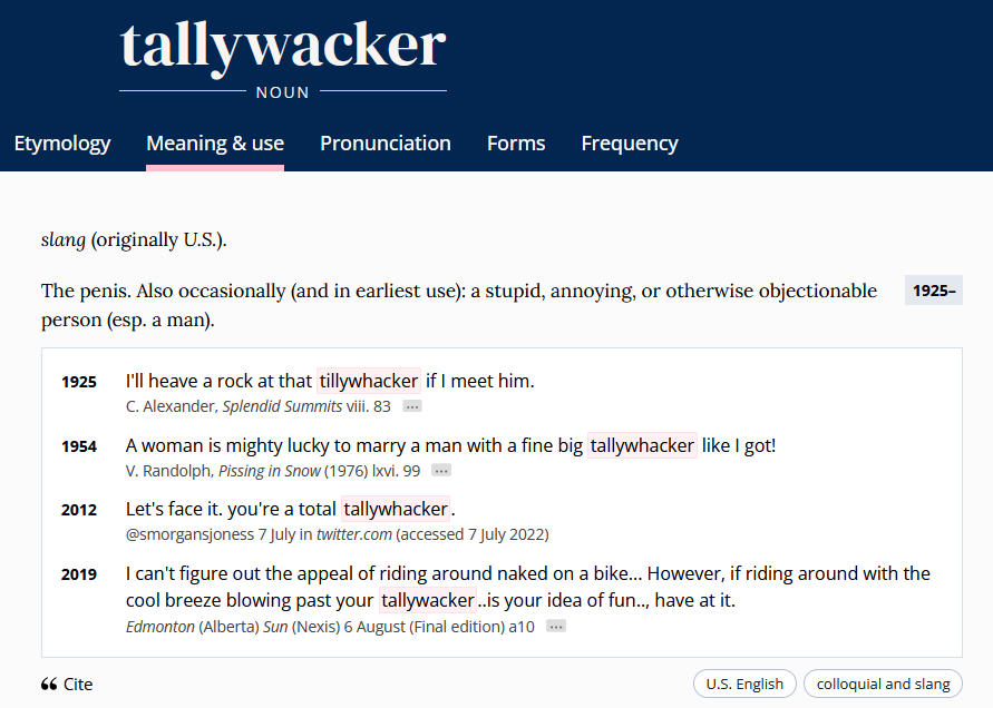 I know one way we can all instantly improve society as a whole. Bring back use of the word tallywhacker.

"I'll heave a rock at that tallywhacker if I meet him." as a sentence fits naturally &amp; seamlessly in a world where social media exists.

#MakeTallywhackerGreatAgain