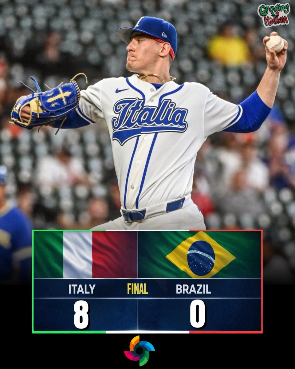 Team Italy win their first game against Brazil 8-0 in the 2026 World Baseball Classic 🇮🇹⚾️