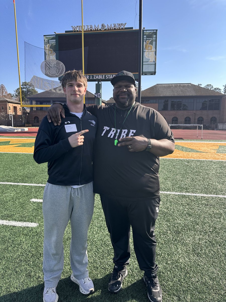 BlaineERudd's tweet photo. Had a great junior day and spring game at @WMTribeFootball. Really enjoyed meeting the coaching staff and learning more about the Tribe🔰. Thank you @DLRunStoppers and @BoRevell for having me!

@CoachHatfield1 @CoachBBachman @BuckFitz @NCEC_Recruiting @Bobcatsfballva @PWCsportsVA @carljfred @CoachMikeLondon