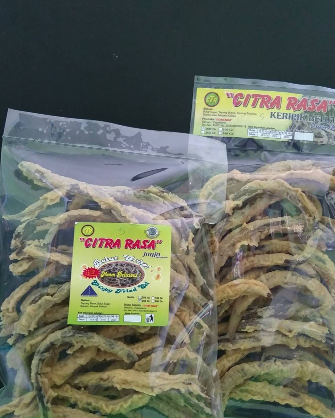 Keripik Belut Citra Rasa bisa dipesan via pesansaja.com telp 085 100 5 999 85 sms/WA/telegram 082325797999 LINE ID pesansaja #keripikbelut