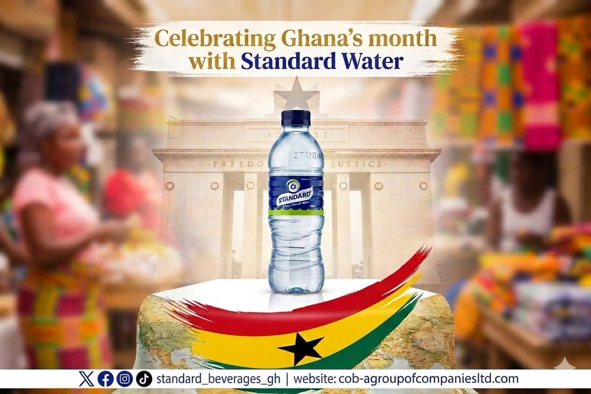 StandardwaterGh's tweet photo. From our rich culture to our vibrant markets, Ghana is worth celebrating! 🇬🇭
Wherever the celebration happens, make Standard Water part of the moment.
#GhanaMonth2026 
#GhanaMonth https://t.co/EL5g9jjV2F