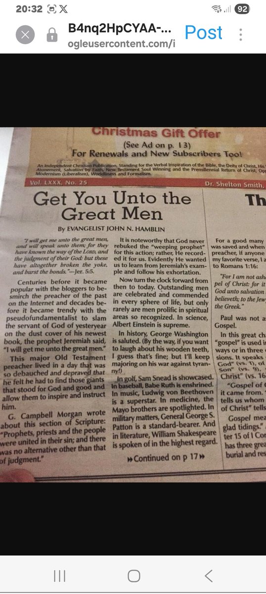 weecalvin1509's tweet photo. @DaveMallinak 👀 #greatmen 

There was some stink at the time when it made the front page of the Sword of the Lord. Then he doubled down and got the same publishers to publish it as a book, which the great and the good of his circle thought was wonderful. 
#greatmen #jer5v5 https://t.co/HfOXgqGQTs