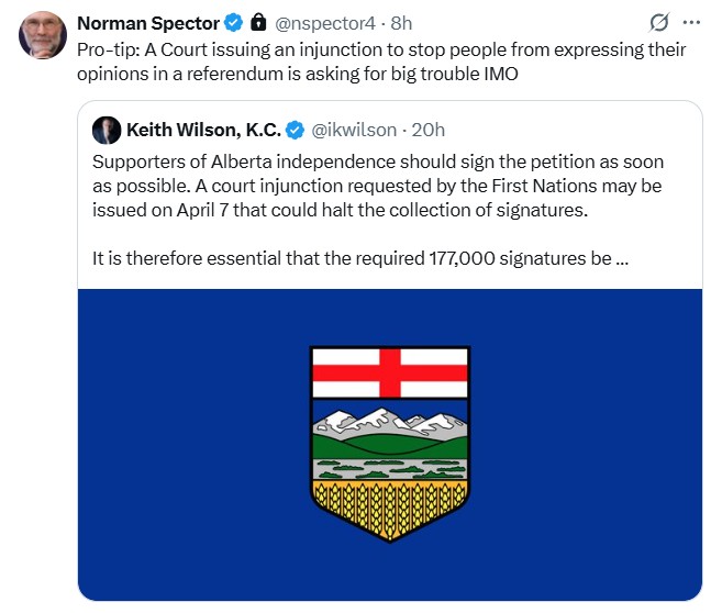 "Pro-tip: A Court issuing an injunction to stop people from expressing their opinions in a referendum is asking for big trouble IMO." <a href="/nspector4/">Norman Spector</a>