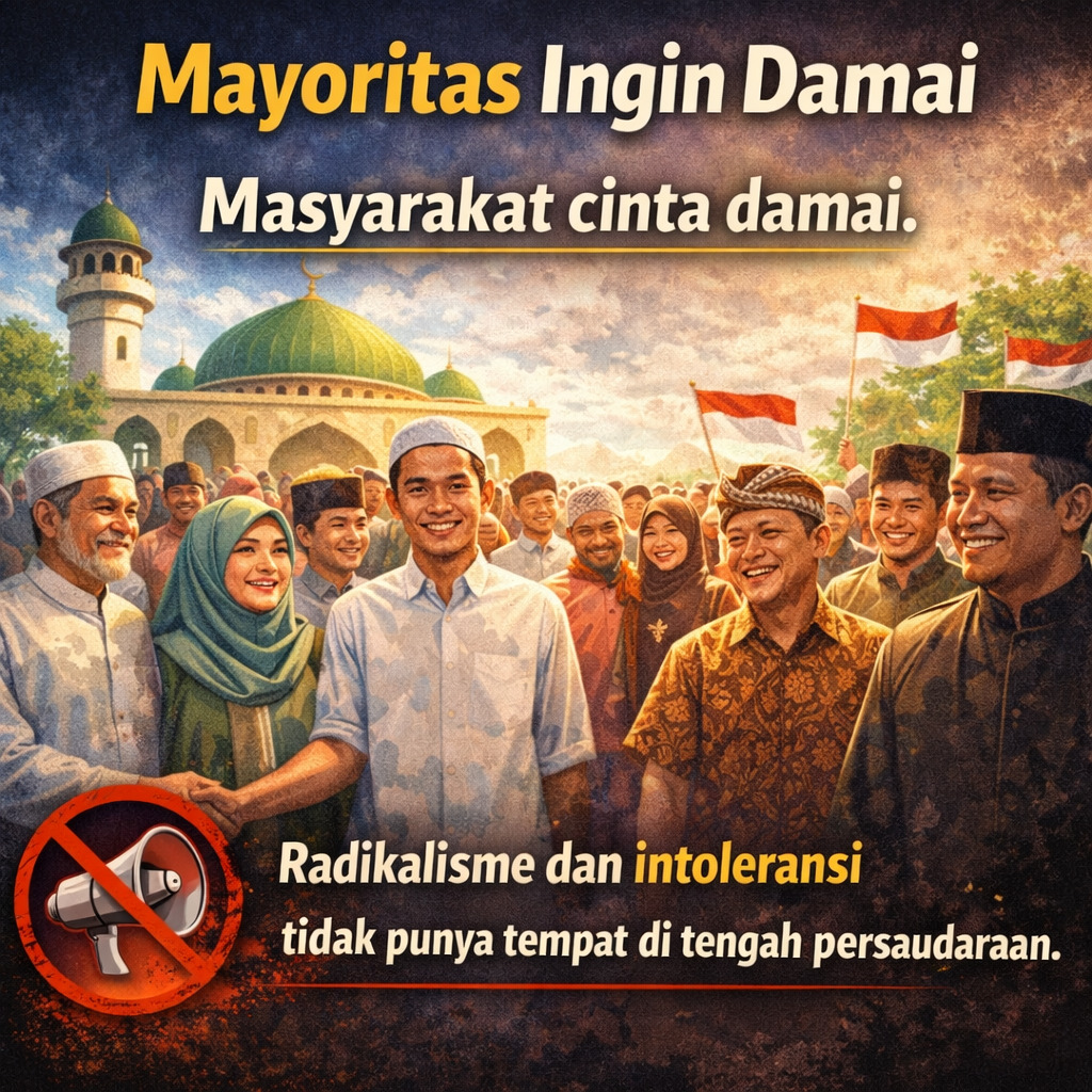 AdelWinny's tweet photo. Kedamaian adalah kunci utama kemajuan sebuah bangsa. Mari kita jaga ruang publik dari provokasi dan kebencian. Menolak radikalisme bisa dimulai dari diri sendiri dengan terus memupuk rasa toleransi. Bersatu kita kuat, terpecah kita runtuh. https://t.co/r1u03u6GWJ