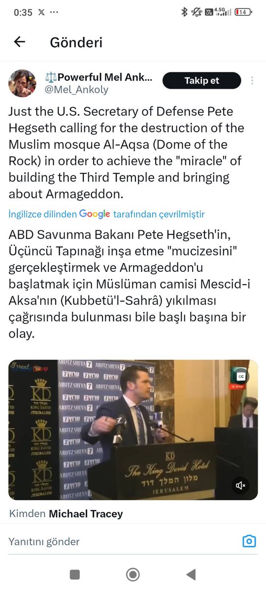 Epstein rejiminin saldırı bakanı geçen gün de Hz Peygambere ve İslam'a hakaret ederek İslam'ı hedef göstermişti.

Adamlar açıkça peygamberimize hakaret ediyor ve İslamla savaştıklarını söylüyorlar.

Abd ağzıyla konuşup bu saldırılara fiili veya sözlü, direk veya dolaylı katkı