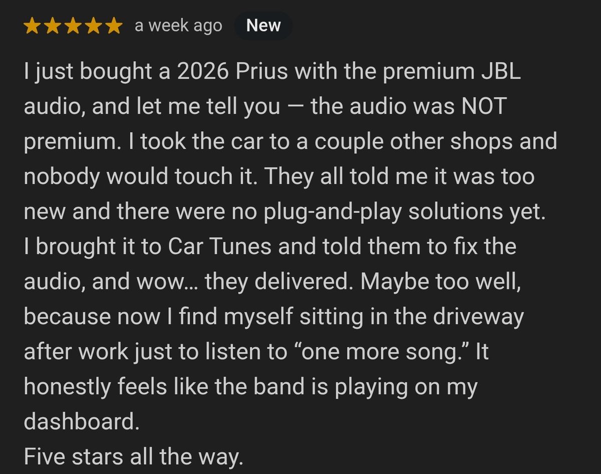 Probably the best review I could possibly receive!! 

Shout out to #audison and #audiofrog for making great car audio products!!