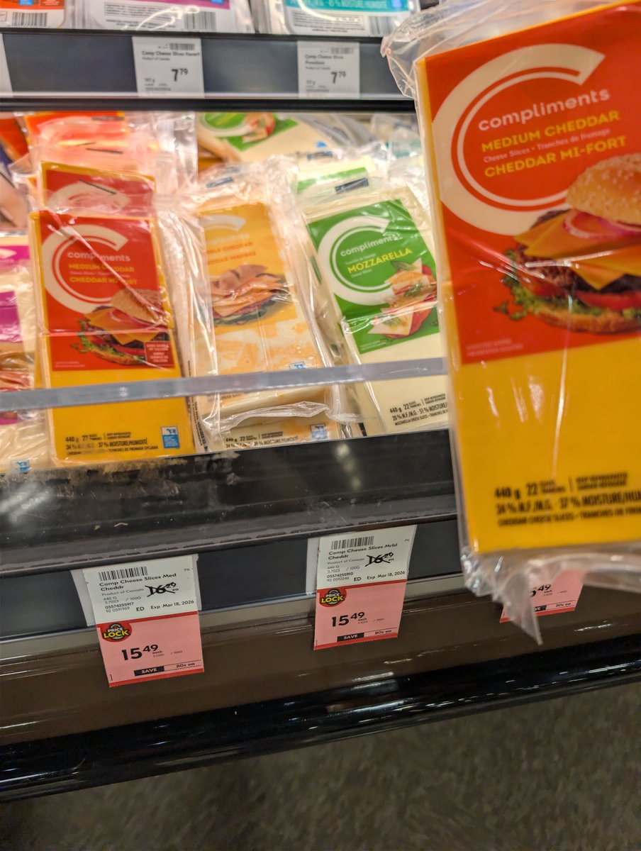 NickSank's tweet photo. @Tablesalt13 22 slices of cheese on sale for $15.49 LOL https://t.co/rdRnTde5y0