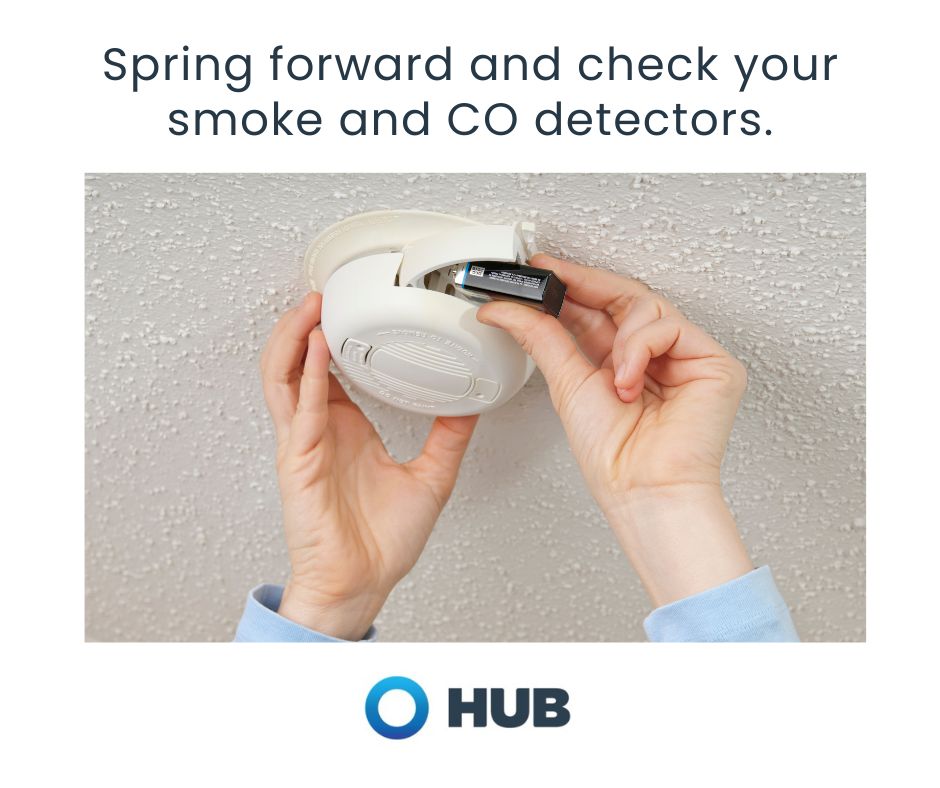 HUBInsureHunter's tweet image. When you change your clocks this weekend, take a few extra minutes to check the batteries in your smoke and carbon monoxide detectors. A quick test today can provide year-round peace of mind. #InsuranceHunter #springfoward