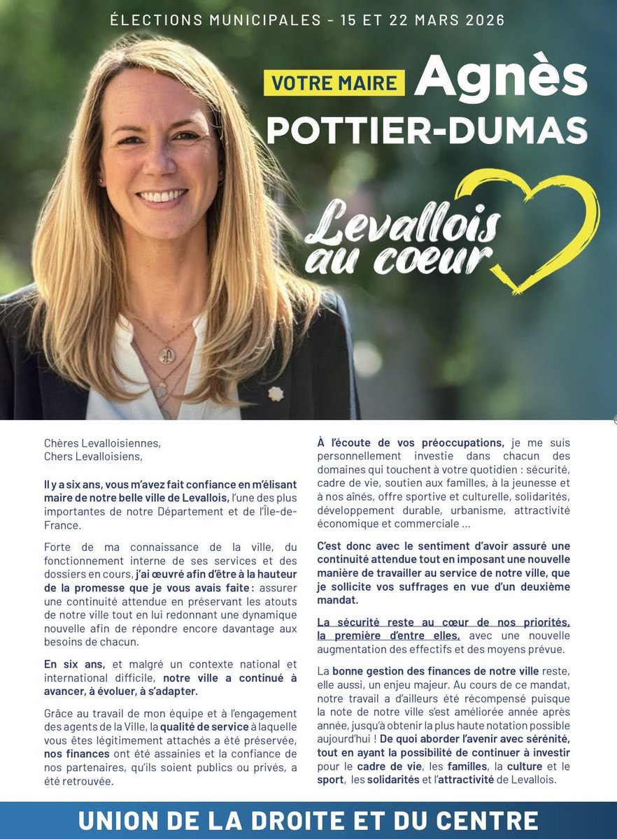 sdeschiens's tweet photo. 🚀🚀🚀 La force du terrain, de l’engagement, des promesses tenues et des convictions ! 💙💛💙

🗳️Dimanche 15 Mars je vote pour notre Maire Agnès Pottier-Dumas

#AvecAgnes #Municipales2026 #LevalloisAuCoeur https://t.co/6ZHT53Id8S