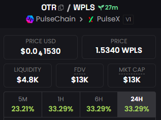 I warned you some time ago, $OTR is designed for great things 🚀🚀🚀

DYOR

CA: 0xed580fe7924da397a8f10d4fcd3fbae9acc6899a

#PulseChain #PulseX $PLS $PLSX