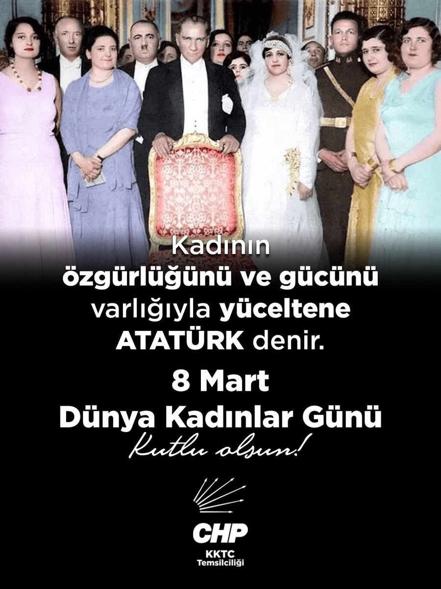 8 Mart Kutlu Olsun 

‘’Dünyada her şey kadının eseridir.” 

Mustafa Kemal Atatürk

#8Mart #chpkktc #chpkıbrıs #chpkktctemsilciliği #kıbrıs
<a href="/myurukcu/">Mustafa Yürükcü</a>