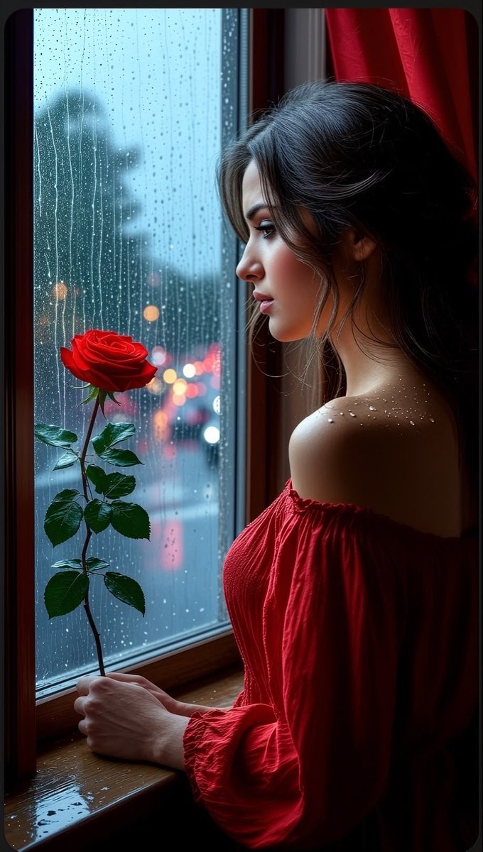 ورد احمر
على كف صبر
روح ساكن
و ليل هادر
عند شباك مطر
روح تهمس
لعل غد
يحمل وصل
و ود حاضر ✨