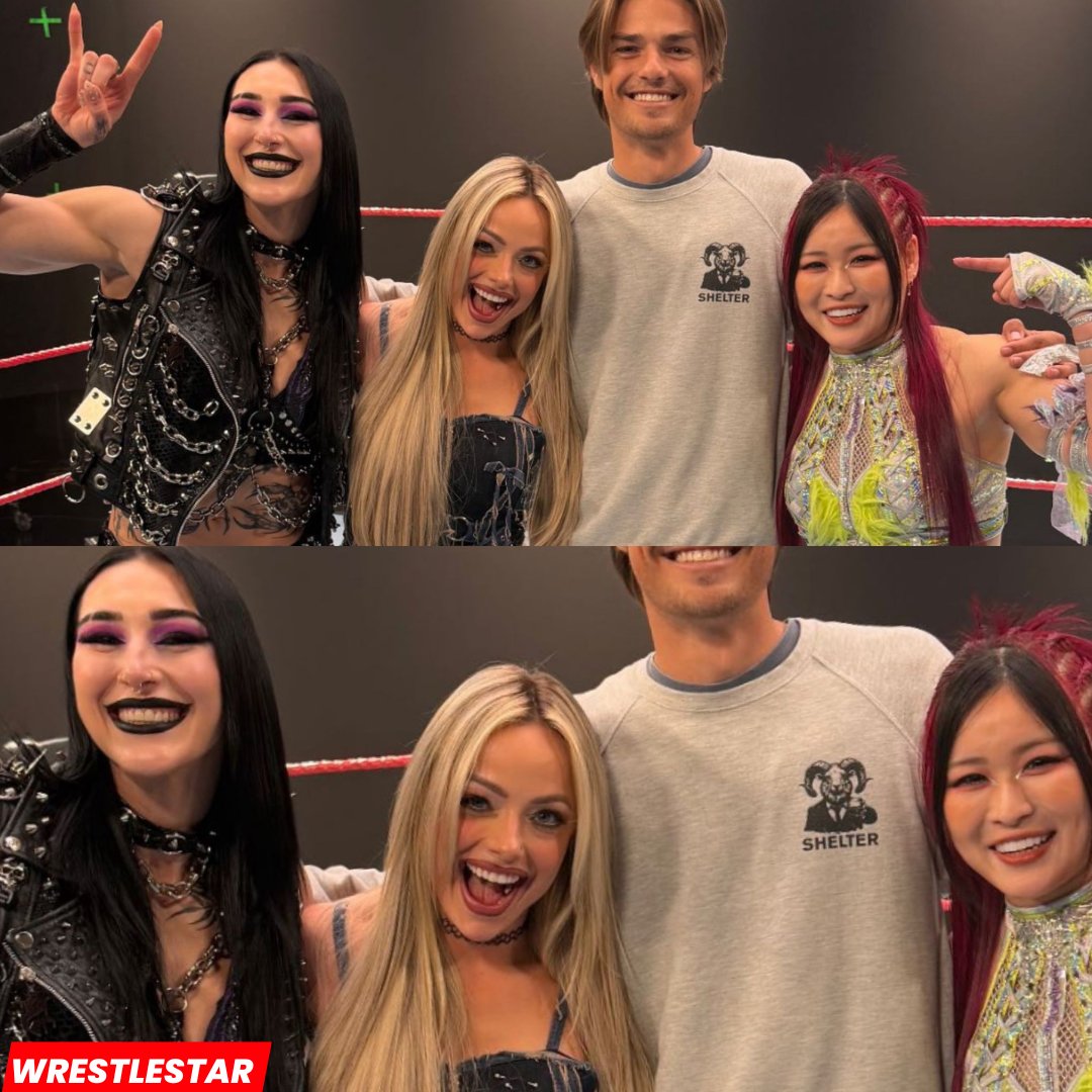 It's pretty wild to see Liv Morgan, Rhea Ripley, and Iyo all together in one photo! 📸 (via IG/Pat Hall) This was captured during the filming of the WWE 2K26 trailer.

#LivMorgan #RheaRipley #Iyo #WWE #WWE2K26