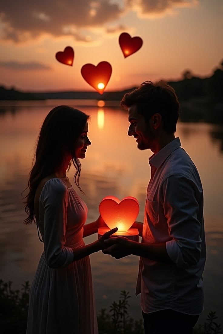 عند الغروب
حين يهدأ الماء
وتتعب الشمس من السفر
يقف قلبان
وجها لوجه
كأنهما يعرفان الطريق
إلى بعضهما
منذ زمنٍ بعيد
في الكفِّ
قلب من نور
ليس هدية
بل اعتراف صامت
أن ما بيننا
أكبر من الكلمات
والقلوب
حين تحلّق في السماء
لا تسأل عن المسافة
فالحبّ
يعرف كيف يجد
سماءه الخاصة