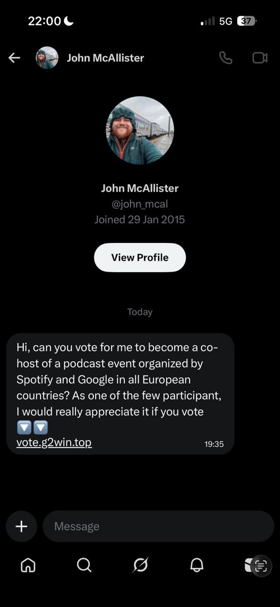 Had a few people tell me this now ….
My hacked account is now directly reaching out to people. DO NOT click any of these links. As I’ve previously said (a lot) please report this account as spam. X/Twitter just will not help and it’s dead