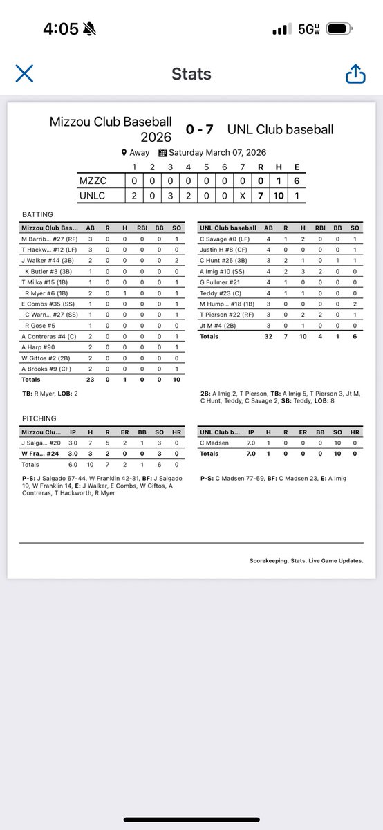 Mizzou Club Baseball tweet media