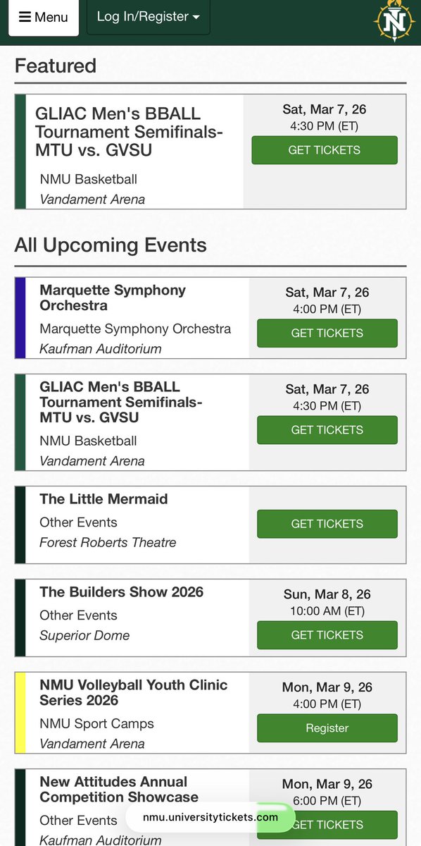 NegauneeMiners's tweet photo. @GLIACsports I think someone at Northern messed up, they were supposed to list the GLIAC championship tickets yesterday at 10 AM, but it never got posted to their website and now the ticket office is closed. No one is going to be able to purchase tickets. Please check into this. https://t.co/IumwmZOiZr