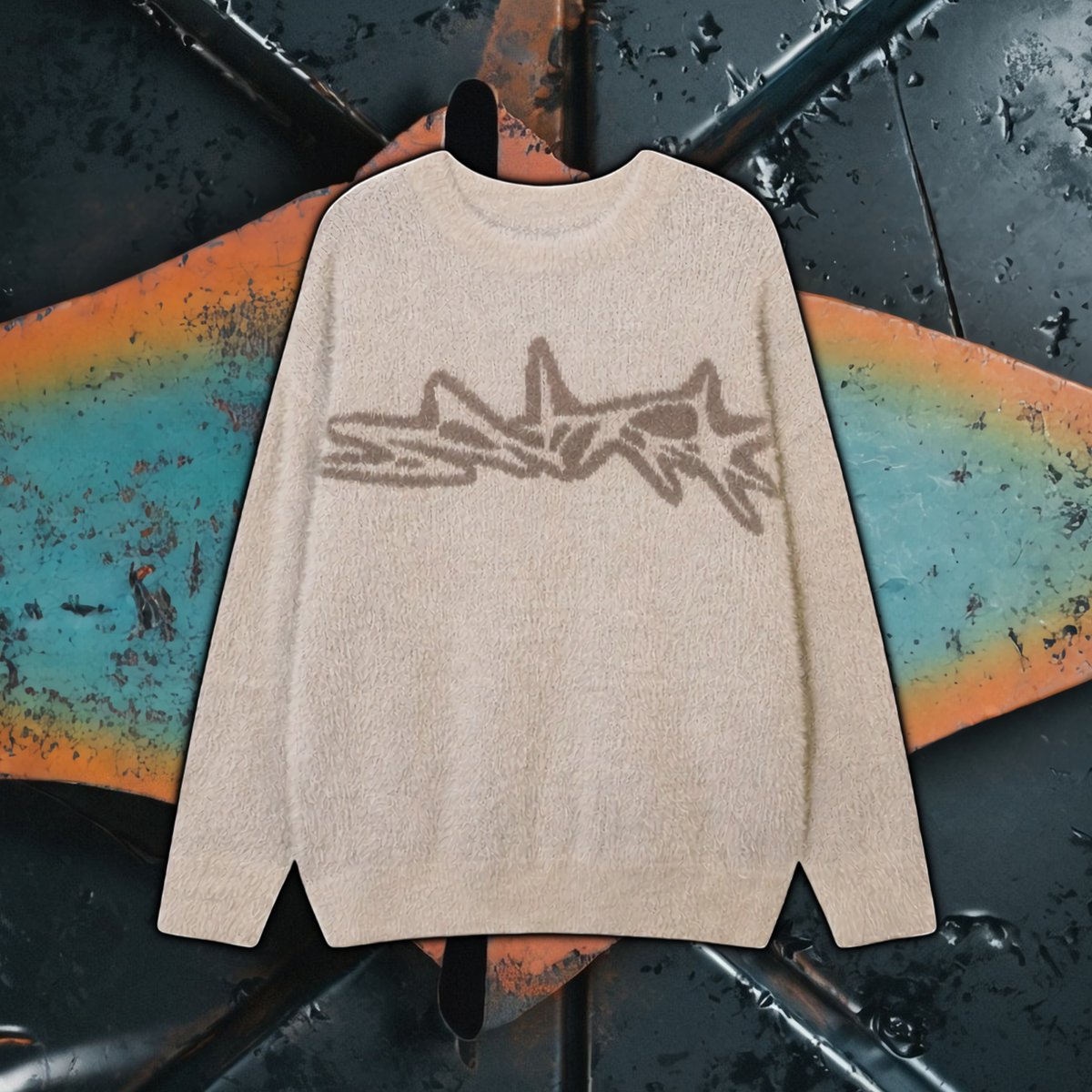 cloutcollection's tweet photo. 'Signal' Abstract Oversized Knit Sweater
