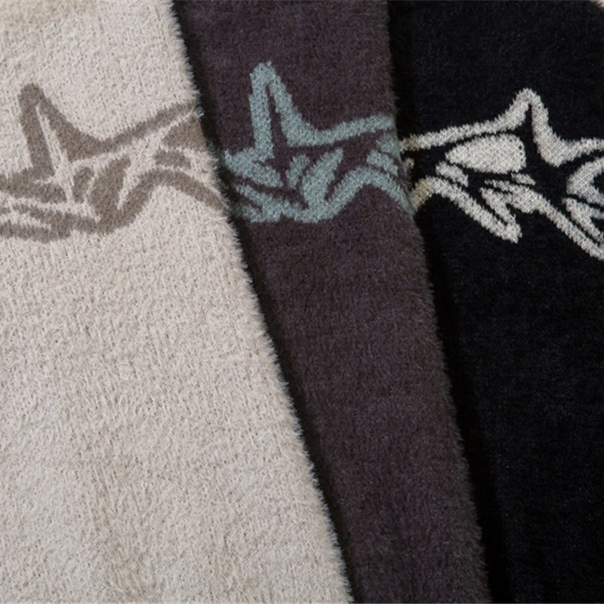 cloutcollection's tweet photo. 'Signal' Abstract Oversized Knit Sweater