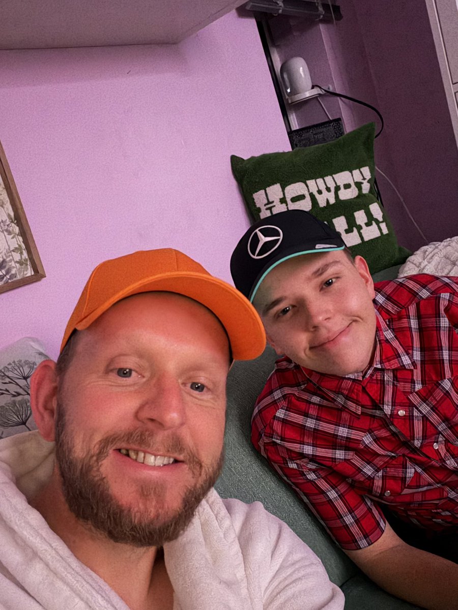 Mr51mon's tweet photo. Looks like we have a split decision for the #AusGP! 🧡 vs 🏎️ But even with a McLaren fan and a Mercedes fan on the same couch, it’s all about watching the race together. Coffee in hand, let's go! #F1 #McLaren #MercedesAMGF1 #FamilyRaceDay #MorningRoutine https://t.co/Ok5ZmArAWW
