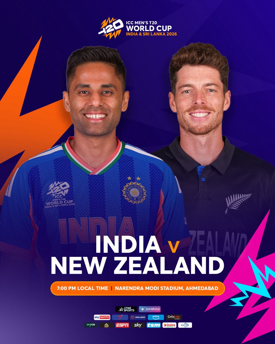 ICC's tweet photo. It all comes down to this 👊

India and New Zealand meet in Ahmedabad with the #T20WorldCup up for grabs 🏆

Final broadcast details 📲 https://t.co/NPykWM7qqY https://t.co/xM6vTkx59Z