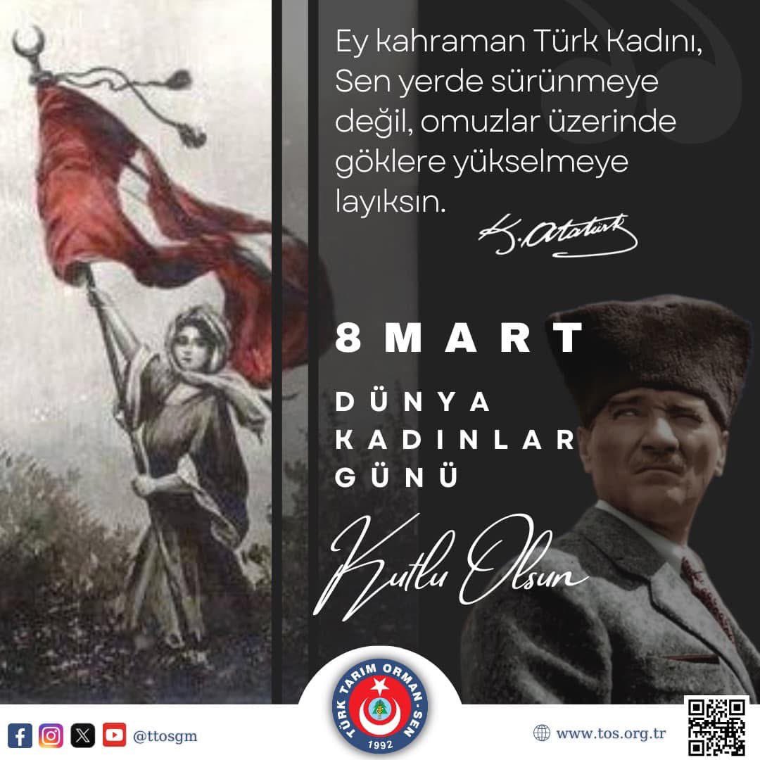 ttosgm's tweet photo. Başta şehit annelerimiz olmak üzere, sevginin, fedakarlığın, emeğin ve umudun kaynağı kadınlarımızın 8 Mart Dünya Kadınlar Gününü en içten dileklerimizle kutluyoruz. 

@AhmetDemirciTOS 
Genel Başkan
Yönetim Kurulu Adına

#8MartDünyaKadınlarGünü https://t.co/VaRTuzPqUo