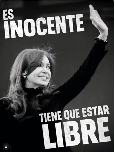 Presa por defender a la patria y a los argentinos, hoy la tienen encerrada porque le temen, cobardes saben que con ella al frente de la oposición no podrian hacer lo que hacen, entregar la patria