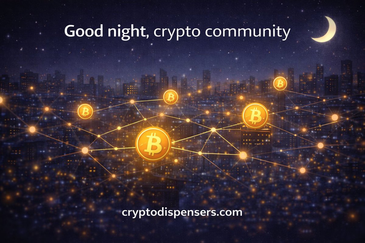 cryptodispenser's tweet photo. Good night, crypto community 🌙
Another day closer to broader adoption.
Infrastructure compounds.
#BitcoinAdoption #CryptoGrowth #FintechSystems #DigitalFinance https://t.co/GENmzxopOR