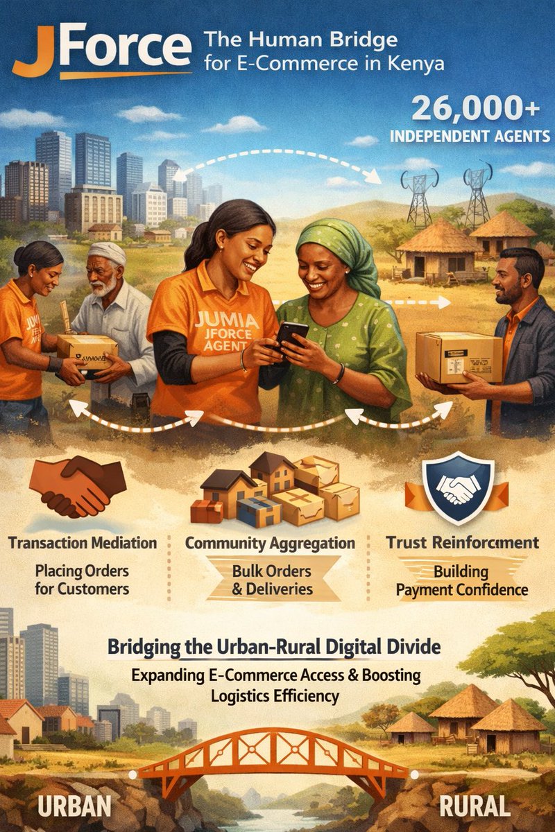 $JMIA digital infrastructure expands reach and logistics networks move parcels, but in Kenya the final catalyst for e-commerce adoption has been human intermediation through Jumia’s JForce network of more than 26,000 independent sales agents.

Operating as decentralized commerce
