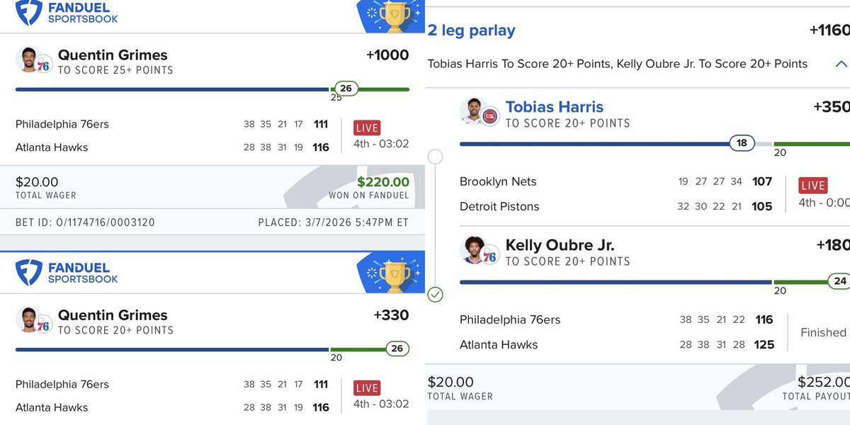 MallsLab's tweet photo. GREAT night 🔥

+1000 ✅
+330 ✅
+350 ✅
+180 ✅

Tap in! ➡️ https://t.co/KDDgznvCdY

#PrizePicksNBA #potd #GamblingX https://t.co/amn0dS0gyK