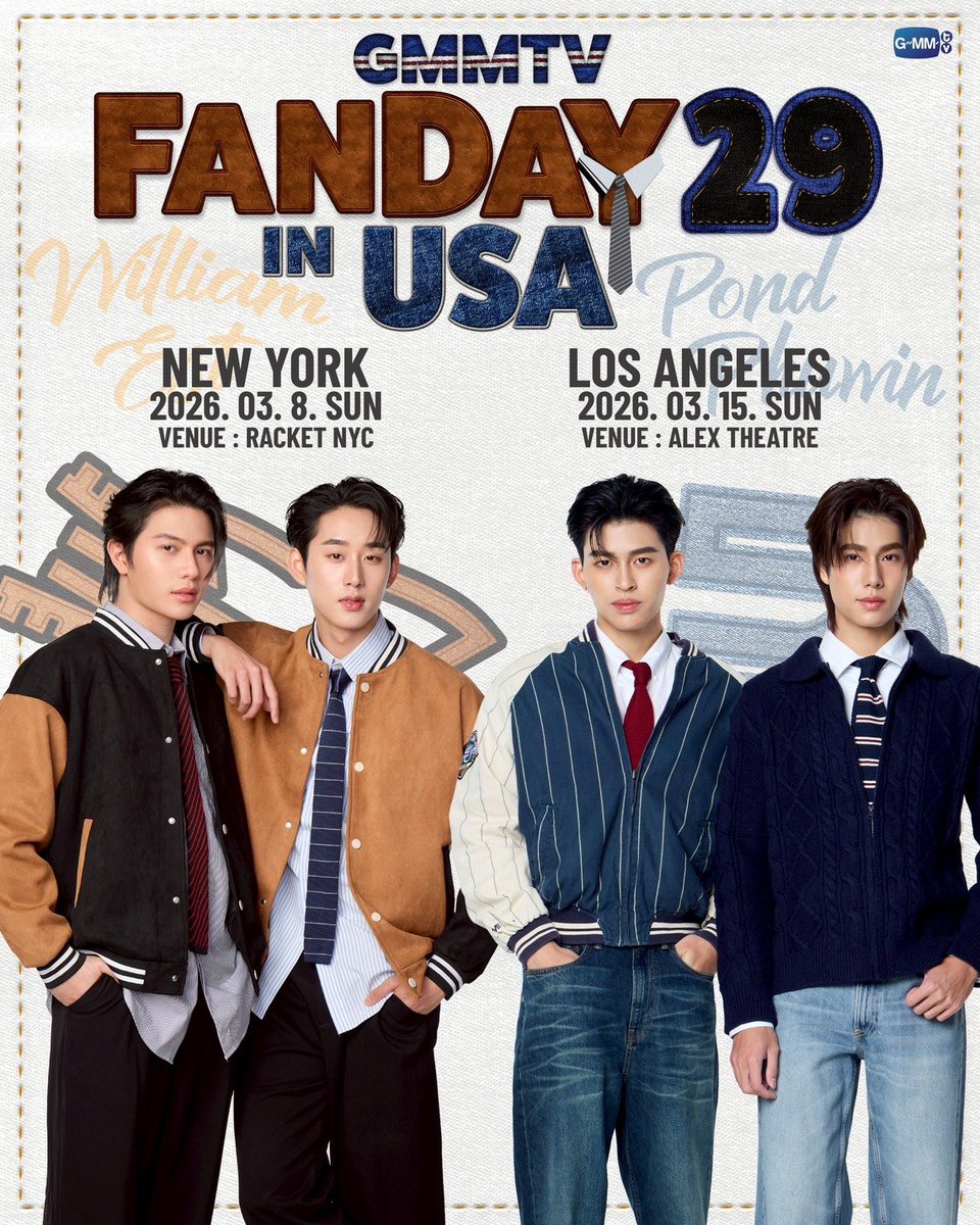 📋 #PondPhuwinSchedule : #GMMTVFANDAY29 - GMMTV Fanday 29 in New