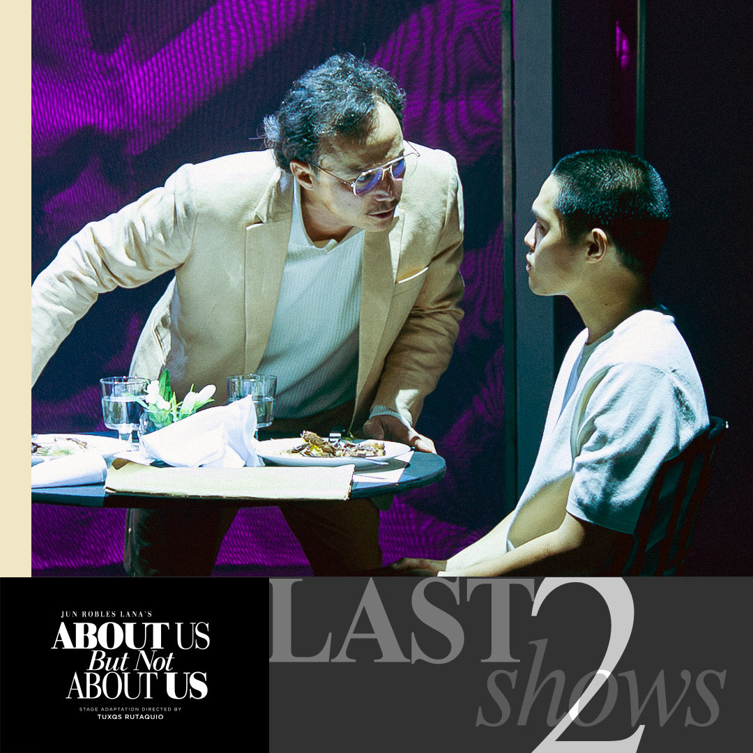 theideafirst_co's tweet photo. IT ENDS TONIGHT.
About Us But Not About Us
https://t.co/MbcFUCzpqp 
Power Mac Center Spotlight Blackbox Theater

Jun Robles Lana’s About Us But Not About Us is presented as part of Ayala Land and Circuit Makati’s Palanca Awardees Residency Program.

#AboutUsButNotAboutUs2026
#IDEAfirstLive
