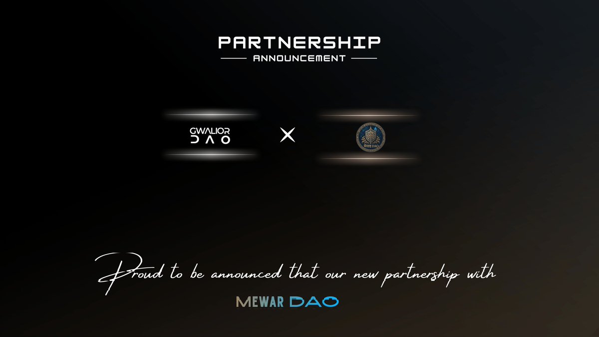 Legacy meets innovation when two DAOs come together. 

Welcoming <a href="/MewarDao/">Mewar DAO</a> as a Community Partner of <a href="/gwaliordao_/">GWALIOR DAO</a> 

Two proud histories. One digital future. 🌐