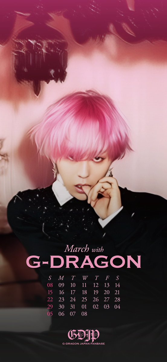 gdragon_japan's tweet photo. GDJP 8DAY WALLPAPER PROJECT -MARCH🌸-

毎月8日に、8日から始まるカレンダー付きwallpaperをお届けします。

Every month on the 8th, we’ll drop a new wallpaper with a calendar starting on the 8th.

@IBGDRGN 

#GDRAGON #GDJP #Keep8Close #GDJP8DAYWALLPAPER https://t.co/RK2RBcWd8j