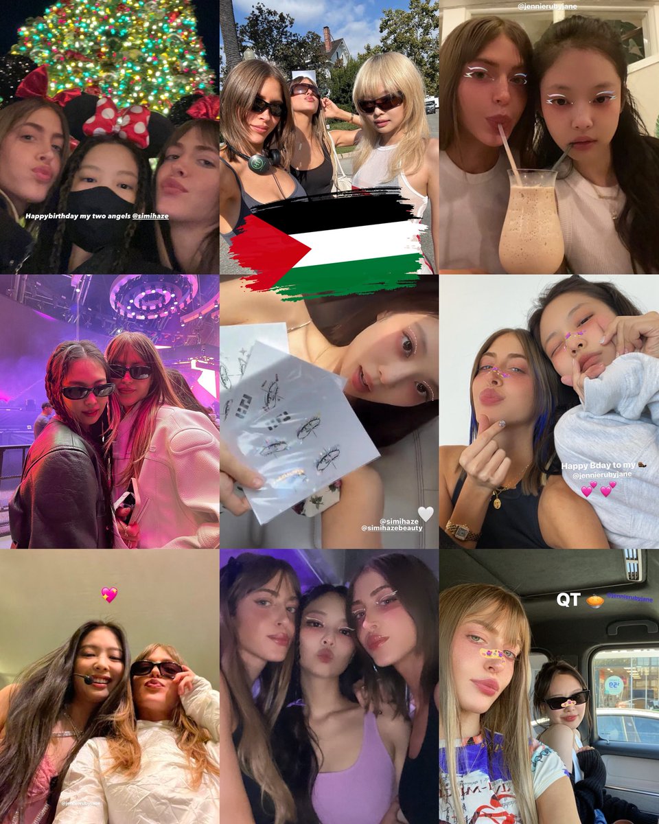 maibogs's tweet photo. First of all, Jennie has a close friend who is Palestinian. She is a supporter of the Simihaze Beauty brand and created the eyelid sticker trend that went viral for a while. Simihaze has also donated to war relief efforts and has consistently been a strong voice for their country. They would definitely cut ties with her if she did that, From 2021 until now, Jennie has remained a close friend and supporter of theirs. She even promotes those cosmetics for free on her Instagram. Stop editing images to slander her. and K-pop fans should stop making fun of other people's suffering. you should have some humanity and stop making jokes about wars.