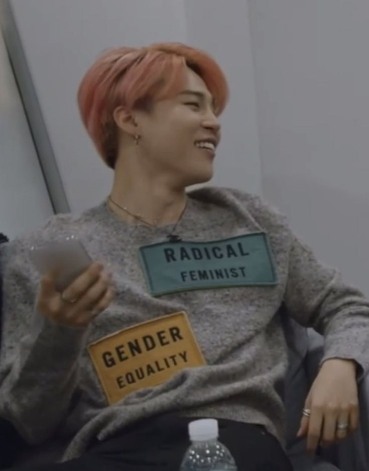 on the occasion of women's day i would like to remind everyone that jimin wore this at a time when the feminist movement in korea was very much criticized and attacked on by the men of korea, my feminist king!