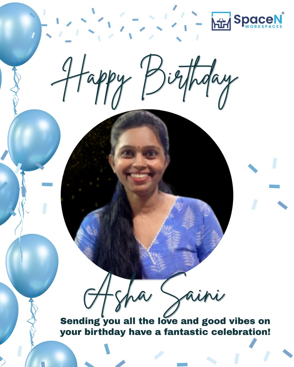 SpaceNworkspace's tweet photo. May this year bring you continued success, good health, and well-deserved achievements. 

#HappyBirthday#Ashasaini #NewBeginnings #BirthdayCelebration https://t.co/qFIfed6ULK