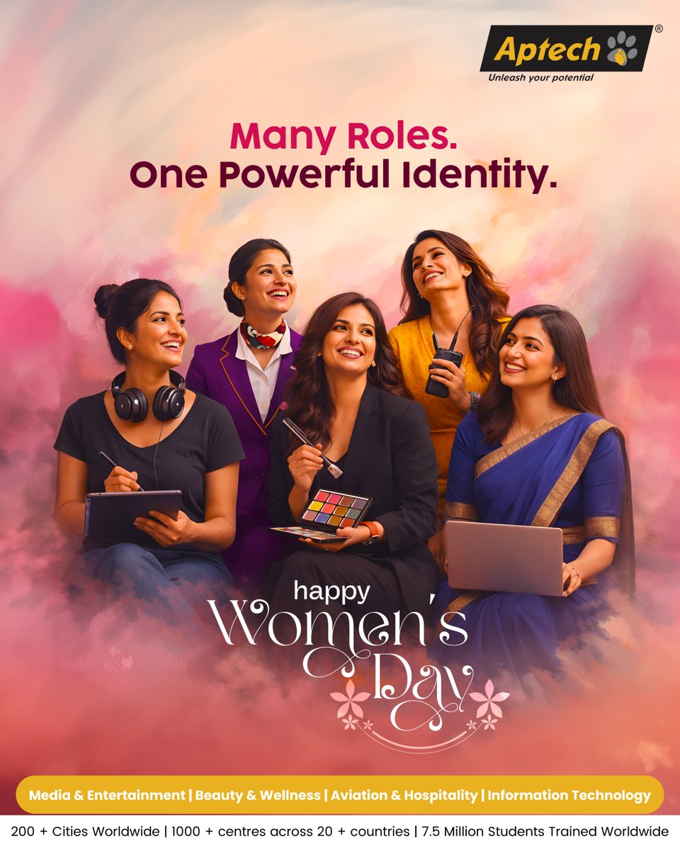 aptechltd's tweet image. They lead. They create. They innovate. They inspire.

Celebrating the strength, skill &amp;amp; spirit of women shaping stories, systems and futures every day.

#WomensDay #WomenInLeadership  #Aptech #AptechLimited #UnleashYourPotential