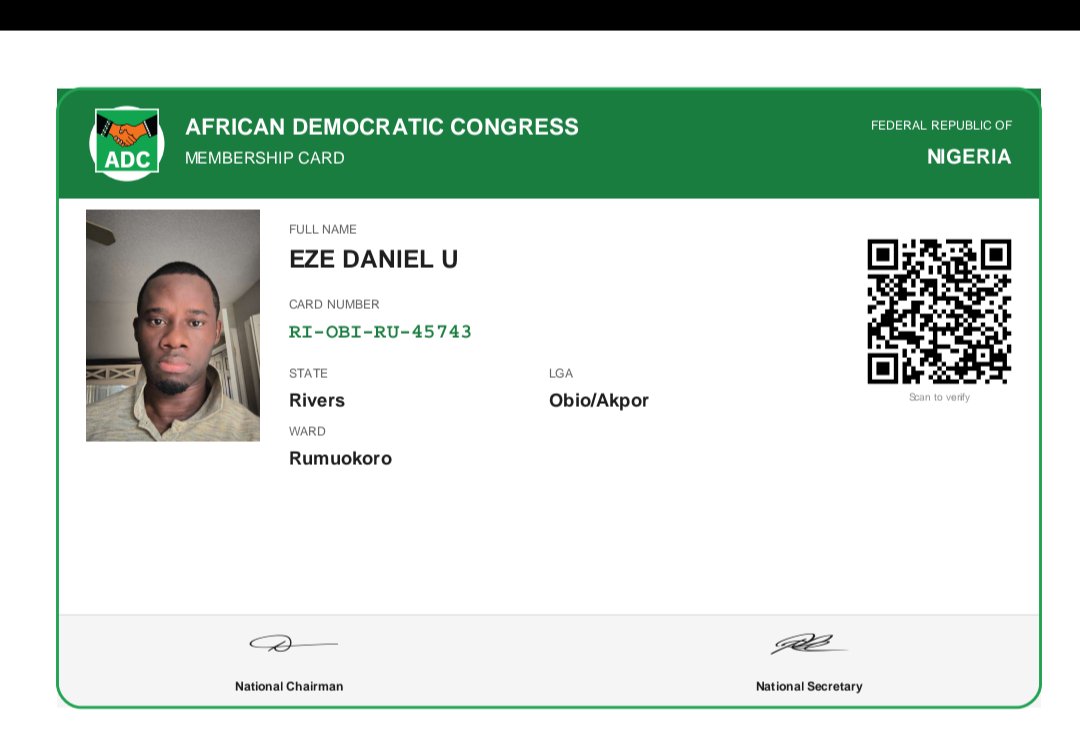 No be cho cho cho...
Let's get to work

PO has shown his ADC membership card.

I have shown mine

Show yours....

Let's win this direct primaries for ourselves.... Insha Allah