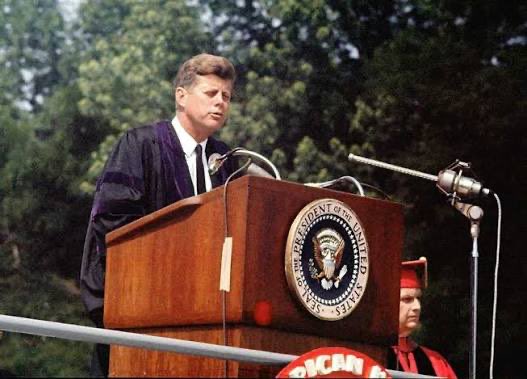 mjdaly57's tweet photo. JFK’s greatest speech was not his inauguration speech but one he made in June 1963 at the American University in Washington. In what is now known as his ‘peace speech’ JFK presented the possibility of a world that could leave the Cold War behind. In one important passage he rejected the kind of America that we repeatedly see today:

‘What kind of peace do I mean? What kind of peace do we seek? Not a Pax Americana enforced on the world by American weapons of war. Not the peace of the grave or the security of the slave. I am talking about genuine peace, the kind of peace that makes life on earth worth living, the kind that enables men and nations to grow and to hope and to build a better life for their children--not merely peace for Americans but peace for all men and women--not merely peace in our time but peace for all time.’

He continued:

‘For, in the final analysis, our most basic common link is that we all inhabit this small planet. We all breathe the same air. We all cherish our children's future. And we are all mortal.’

This speech was anathema to the corporations who made billions from maintaining the Cold War, the CIA and the Pentagon generals whose very existence depended on ensuring that American remained on a permanent war footing.

Sixty three years later and we are seeing the brutal reality of that ‘Pax Americana’ as Trump tears up the rule book, abducts heads of state, steals their country’s resources and bombs hated independent nations to destruction. 

JFK’s peace speech was virtually ignored by the American media. Most Americans never heard it at the time and were never given the chance to dwell on what JFK was asking. But JFK’s formidable enemies heard it alright and the threat it represented to their military empire. 

Six months later, President Kennedy was brutally assassinated in broad daylight - a public execution carried out with those same American weapons of war that he had hoped to silence. The Pax Americana today is uglier and more lawless than ever, now bombing and murdering the people of Iran with impunity. When Iran goes the way of Afghanistan, Iraq, Syria, Lebanon and Gaza, the American weapons of war will move on to another nation state - a never-ending cycle of murderous violence, death and destruction. It’s what most of us have experienced our entire lives.

JFK was either incredibly naive or he was a hero for seeking an impossible dream. He had his faults but he was a true statesman, articulate, erudite and visionary. But he turned out to be a truly dangerous threat to the American defence establishment: a rebel in his way, a free thinker and a one-off. Sixty three years since his death and the world has Donald Trump in The White House. Somewhere along the way western civilisation took a wrong turning.

@POTUS @CIA @SecretService