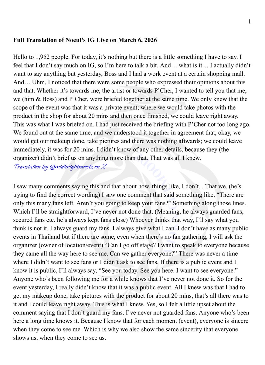 midknightmoodz's tweet photo. Full English translation of Noeul's IG LIVE March 06, 2026

I didn't realize this would be 4 pages long. T_T But there is a lot to unpack here.

Please do not reupload on other platforms. 🫶🏻 If you translate into your language, I would greatly appreciate credit. 🙇🏻‍♀️