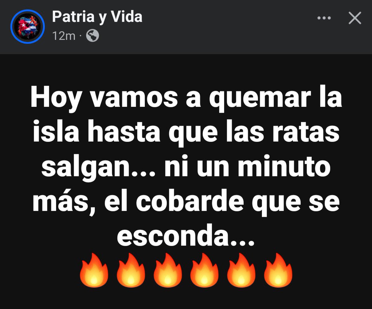 Los de Patria y Vida, no son tan de vida… quieren quemar la isla, su propio país… Apátridas y fascistas!  🙄…