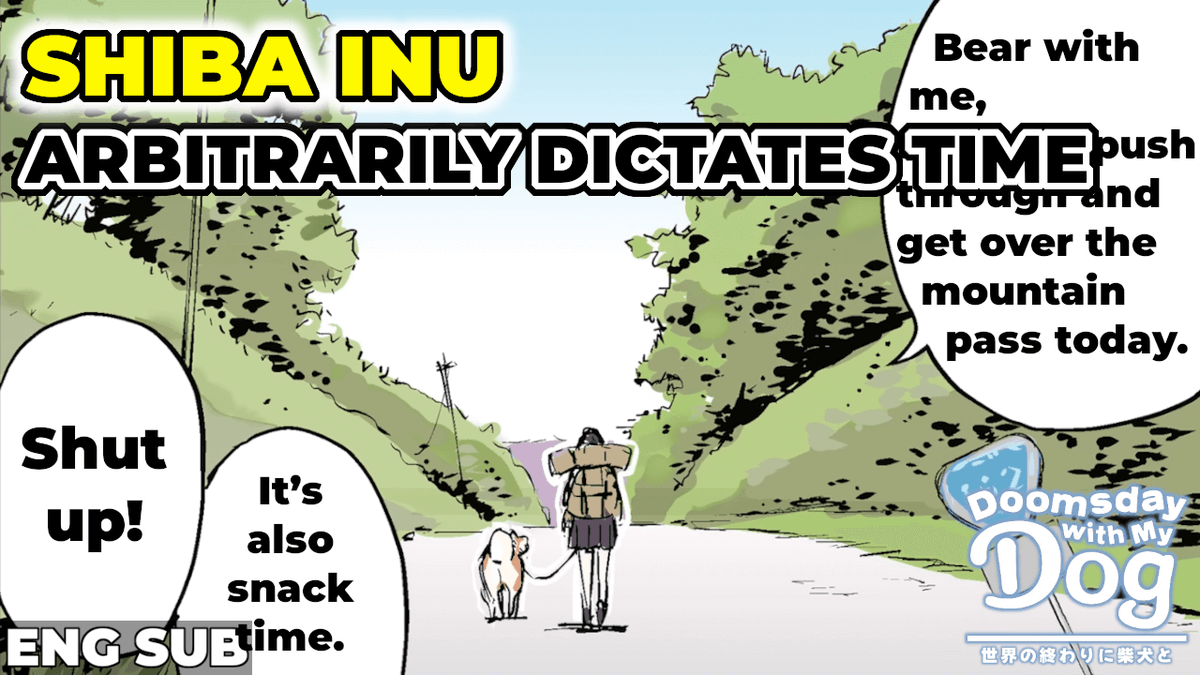 Seka_Shiba's tweet image. A "slightly strange" daily life of a high school girl and her adorable Shiba Inu wandering through a post-apocalyptic world.🐶

Naps, snacks, walks... Haru the Shiba Inu has his high school girl Master running ragged...!?
youtu.be/OgrvouzmDmA

#DoomsdayWithMyDog #ShibaInu #Dog
