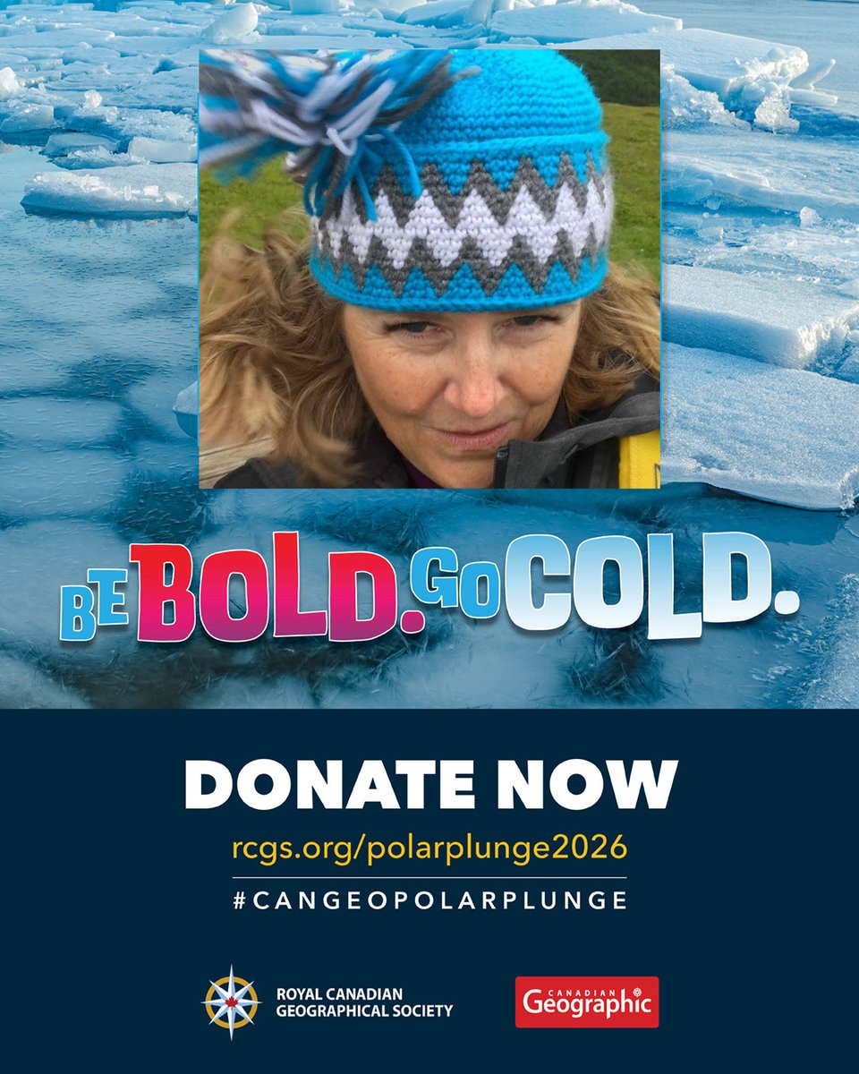 SusanREaton_Geo's tweet photo. Join me as I embrace the cold and take the 2026 @CanGeo Polar Plunge into #GreatSlaveLake, joining intrepid Canadians from the Atlantic to Pacific and Arctic oceans. Please donate to my fundraiser to support education & expedition programs @RCGS_SGRC. #BeBoldGoCold #CanGeoPolarPlunge #Geography
https://t.co/DxK9TF4brk