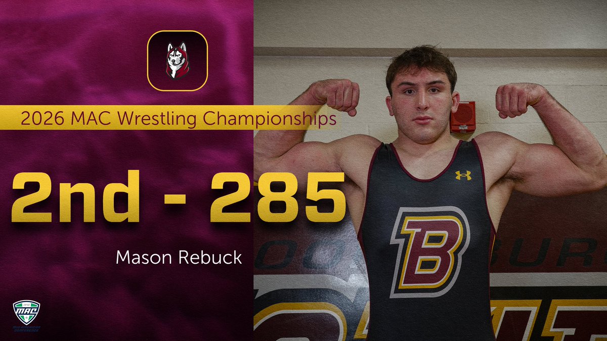 GoBUHuskies's tweet photo. HE'S IN!! Mason Rebuck qualifies for the NCAA Tournament with an 11-8 win over Bryson Buhk in the true 2nd match to take 2nd at the @MACSports Championships!! 

#Unleashed #RestoreTheGlory https://t.co/6sydcjnUox
