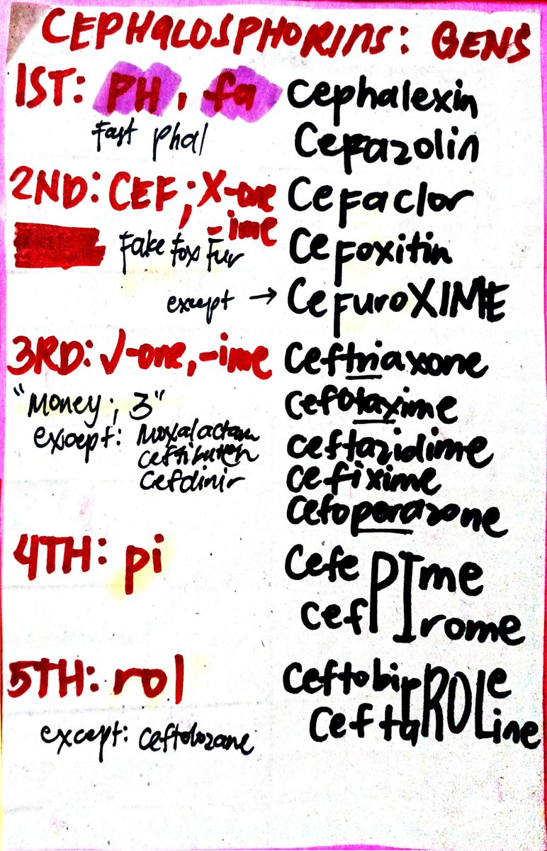 rphkeotie_'s tweet photo. 🍒BEQ! BEQ! 

Generation of Cephalosporins

1st: PH, fa ; FAst PHAL
2nd: Fake, Fox, Fur
3rd: related sa 3 or money (tax, pera)
4th: "pi" 
5th: "rol" https://t.co/OZg0AqwPYj